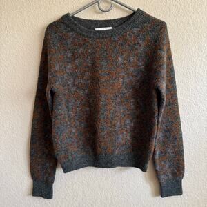 John + Jenn Crewneck Pullover Sweater Brown Gray Wool Blend Grandpa Style Size S